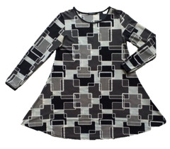 Urban Mist Skater Dress Top.Interlocking Squares.Long sleeve Sz Large (12-14)