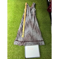 Sundance Size 4 Brown Gray Striped Maxi Dress 100% Linen lined