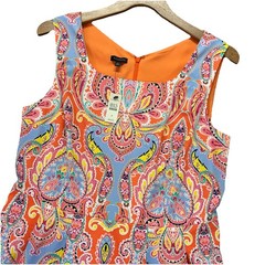 Talbots A-Line Dress Womens 12 Multicolor Paisley Stretch Lined Sleeveless NEW