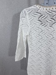 White House Black Market White Crochet Mini Dress Sz MP Embellished Scoop Neck