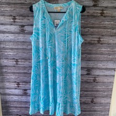 Michael Michael Kors Women&rsquo;s Sleeveless Dress Size XL Aqua Tropical V-Neck NWT