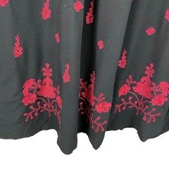Pyramid Collection Floral Embroidered Maxi Dress Size L Black Red Peasant Artist