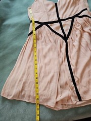Forever21 Sz M Peach Strappy Short Flirty Dress w/Black Crochet Accent Trim NWT