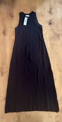The Drop High-Neck Ribbed Midi Tank Dress in Black