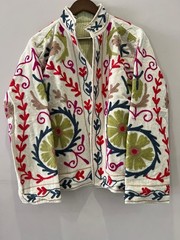 Handmade Hand-Embroidered Leopard Floral Velvet Jacket, Velvet Embroidered