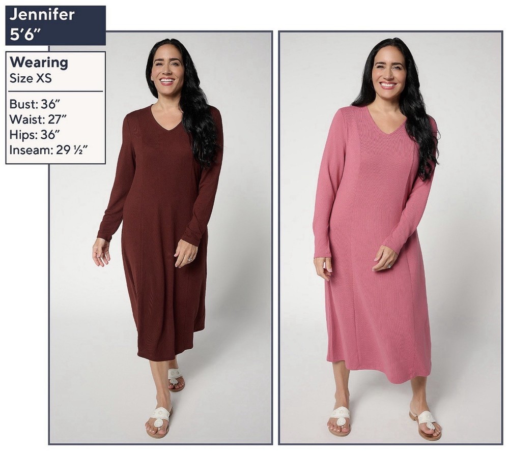 Denim & Co. Essentials Jersey 2-Pack Dresses Size S Raisin Brown Rose A703339