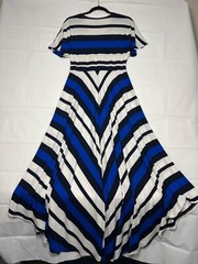 Banana Republic Women Size M Blue White Striped Maxi Dress Handkerchief Preppy