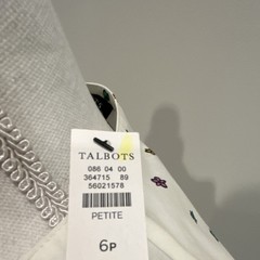 Talbots Petite 6P White Floral Midi Shirt Dress 3/4 Puff Sleeve Tie Waist
