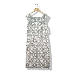 White House Black Market Sheath Dress Women 10 Pink Grey Lace Floral Classic