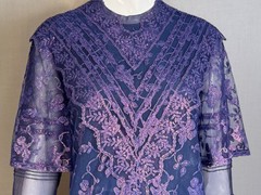 Fall 2018 BURBERRY Laminated METALLIC Lace Cape Sleeve Tunic Dress UK8 US6 ITALY