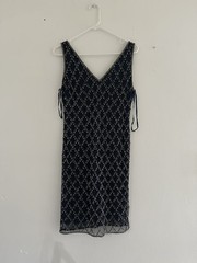 Pisarro Nights Bkack Mesh Beaded Sequin Cocktail Dress Size 8 NEW