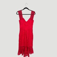 Guess Dress Womens Red 8 Lace Midi Formal Party Romantic Feminine Cocktail