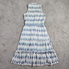 Hatley Midi Dress Sleeveless Ruffle Tiered Tassles Cotton Ikat Pattern Summer