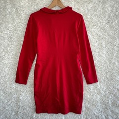 Numoco Red Long Sleeve Mini Dress Peter Pan Collar Zip Detail NEW *No Size Tag*
