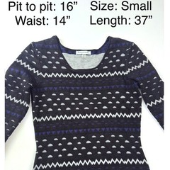 Danny & Nicole Bodycon Dress Geometric Print 3/4 Sleeve Career Small
