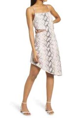NWT Kendall & Kylie Snake Print Asymmetrical Cut Out Slip Dress Blush 0 – 2/ XS