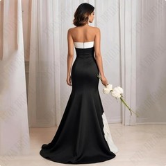 Black And White Flowers Celebrity Dresses Mermaid formal Evening Gown Custom