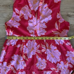 Olivaceous Red Orange And Pink Blossom Pattern Sleeveless Tiered Tunic Dress S