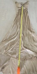 Seduis Champagne Maxi Dress Plunging V-Neck Evening Gown 100% Silk Wedding Guest