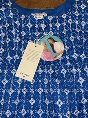 RHODE Womens Eyelet Embroidered Puff Sleeve Dress M Pockets Mini Blue NWT