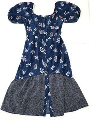 Ophelia Roe Midi Dress, Poof Sleeve Floral Button Down Square Neck Boho Dress, S
