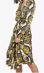 Ghost London Meryl Satin Button Rare Snakeprint Dress XS