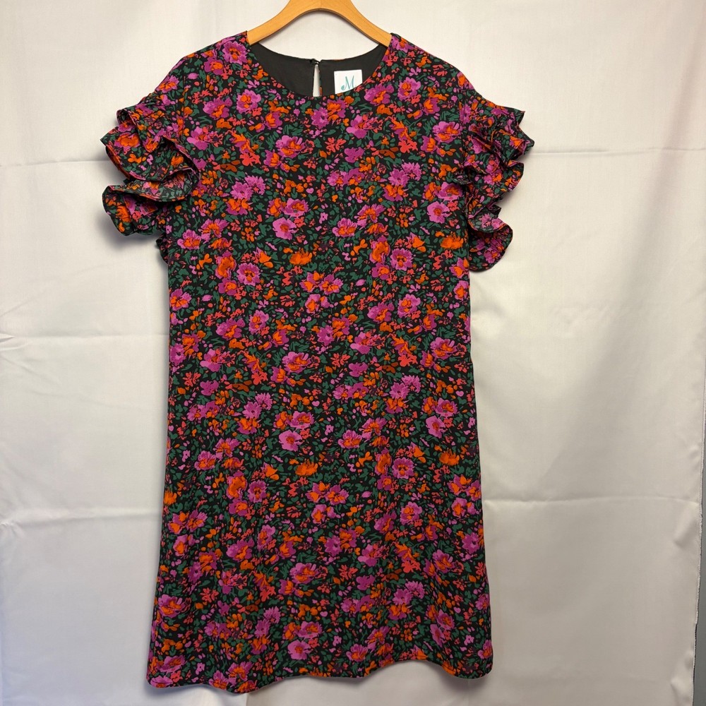 Shop The Mint Floral Ruffle Sleeve Shift Mini Dress Pink Orange Purple Small