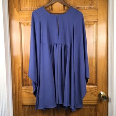 Altar&rsquo;d State Blue Bell Sleeve Babydoll Mini Dress Keyhole Back M Hippie Indie