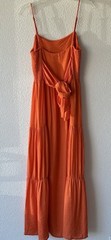 Lush Women&rsquo;s Maxi Dress Tie Back Size Small Orange Adjustable Straps Tiered Boho