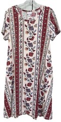 NWT LuLaRoe Medium Soft Pink Red Green Blue Peach Floral Jessie Dress W/Pockets