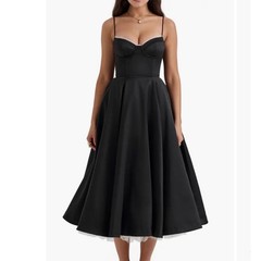 Black Satin Corset Midi Dress Lace Trim Sweetheart Whimsigoth Dark Romance XS