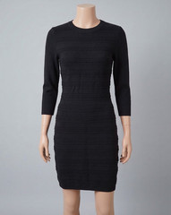 Reiss Jenkins Womens Size 6 Black Scalloped Knit Bodycon Dress Cocktail Designer