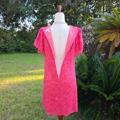 Rebecca Taylor Dress Size 8 Pink Lace Flutter Sleeves Romantic Preppy V-Neck