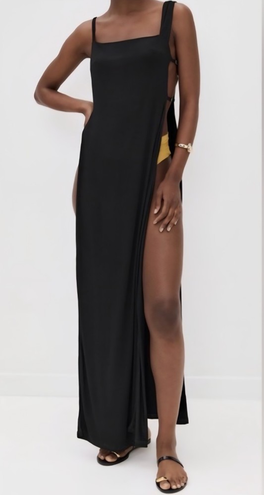 Riot Swim Monroe, Brown Chocolate, Side Split Coverup Maxi Dress, S/M