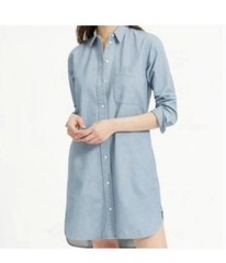 Everlane 00 Classic button-down light blue denim shirt dress.