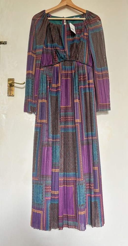 BNWT NEXT Chiffon Midi Dress UK Size 12 – Purple and Teal Boho, Artsy Style.