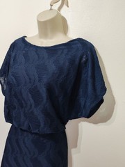 Phase Eight navy blue textured batwing bodycon midi dress 10 smart work