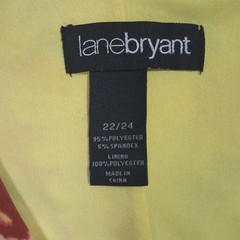 LANE BRYANT DRESS PLUS SIZE 22 24 YELLOW ORANGE GREEN ABSTRACT FAUX WRAP…