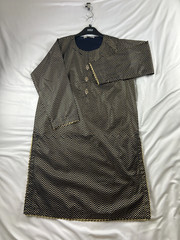 Khaadi Kurta / Kurti Women&rsquo;s UK12 Navy Gold Chevron Print Long Sleeve