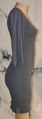 SMALL TRADES Dark Blue White Striped Lightweight Knit Dress 2 3/4 Sleeves USA