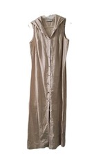 Vtg Valerie Stevens Pure Linen Hooded Midi Dress Sz 6 Lagenlook Minimalist Beach