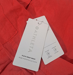 Athleta womens size 8 wrap shift dress 100% linen apricot coral