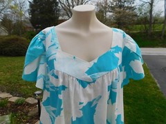 Aloha Hawaiian Fashions Turquoise Blue & White Mu Mu Dress XL Made in Hawaii