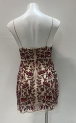 Raga Women&rsquo;s Cream Fuchsia Beaded Sequin Floral Mesh Mini Dress NWT Size S