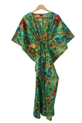Indian Vintage 100% Cotton Long Beach Maxi Kaftan Dress One Size Caftan Kimono