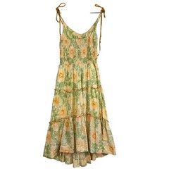 NWT Free People Adriel Midi Shirred Dress Floral Yellow Green $168 – S