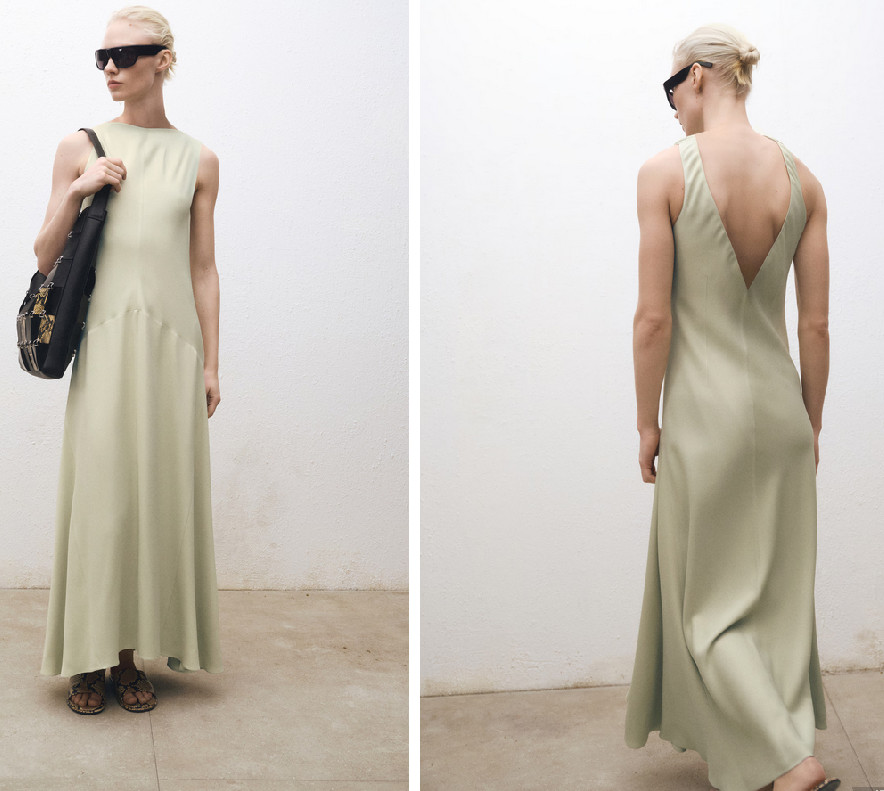 NWT MANGO MNG $250 SELECTION COLLECTION SATIN OPEN BACK DRESS SZ L US 8