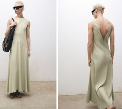 NWT MANGO MNG $250 SELECTION COLLECTION SATIN OPEN BACK DRESS SZ L US 8