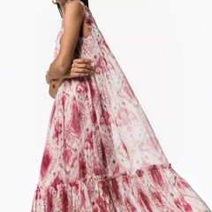 Zimmermann Wavelength Frill Midi Dress Size 0/AU 8/US 4 Silk Raspberry Ikat Belt