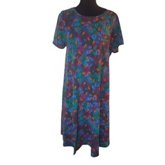 LuLaRoe CARLY High Low Dress Multicolor Short Sleeve Scoop Neck Women Size XL